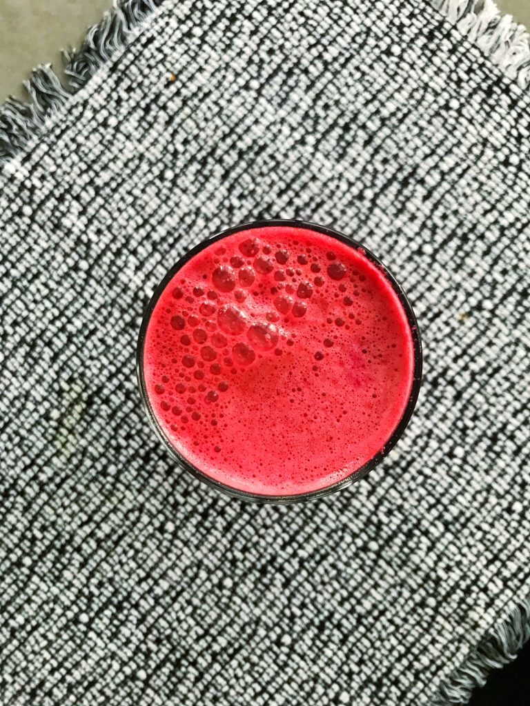 Red cabbage and beetroot juice
